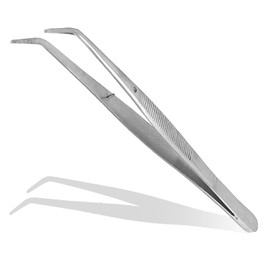 PRECISE CANADA Dental College Tweezer Tools-Stainless Steel with Curved Serrated Tip Multipurpose Forceps for Oral Care Denture Teeth Cleaning (1)