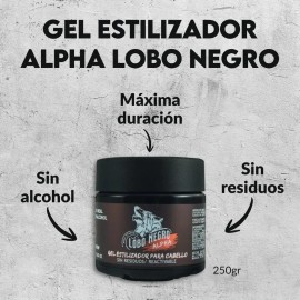 Gel Fijador Natural Lobo Negro Alpha 250g Cabello Y Barba