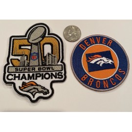 (2) DENVER BRONCOS VINTAGE EMBROIDERED IRON ON PATCHES   3"x3" & 4”X 3” AWESOME!