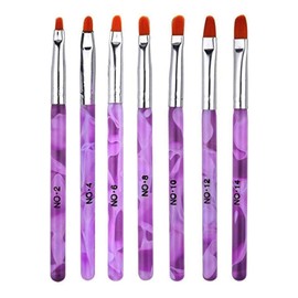 ZXUY 7Pcs Nail Art Painting Brush Set, Design Tools, Nail Tips Builder Brush Pen, Flower Drawing Pen for Professional Salons (PINK)