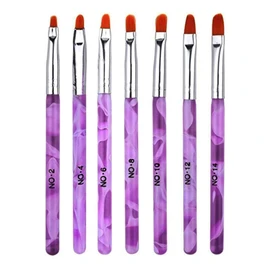 ZXUY 7Pcs Nail Art Painting Brush Set, Design Tools, Nail Tips Builder Brush Pen, Flower Drawing Pen for Professional Salons (PINK)