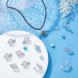 UNICRAFTALE 12Pcs Locket Pendants Openable Cage Charms Platinum Crystal Necklace Holder Hollow Charms Ball Pendants Pearl Cage Charms for DIY Necklace Bracelet Jewelry Making