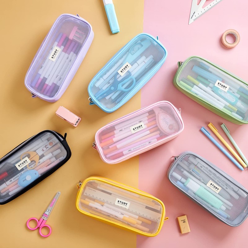 KALIDI Clear Pencil Case Large Pen Bag Stationery Pouch Cosmestic