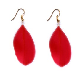 Red Feather Earrings - Handmade