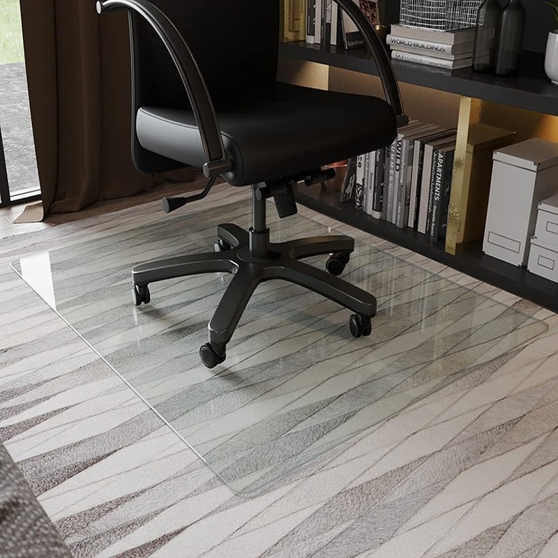 GLSLAND 36" x 46" Tempered Glass Chair Mat Heavy-Duty Floor