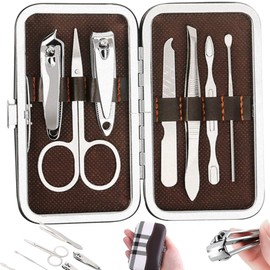 Retoo 6-Piece Manicure Set Made of Stainless Steel with Scissors, Tweezers, File, Side Cutter, Knurl, Clippers, Nail Clippers & Pedicure Kit in Case, Nail Care Tools, Nail Set, Nail Care Set