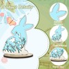 FYSUIMU 5Pcs Easter Bunny Wooden Table Signs Pastel Floral Rabbit