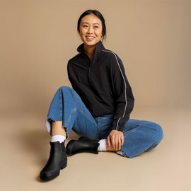 ShedRain Chelsea Rain Boot, Waterproof Ankle Rainboots for Women, Slip-Resistant Rubber Sole, Black/Black