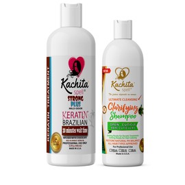 Kit NEW Brazilian Keratin Blowout Treatment Kachita Spell Chocolate 32 fl oz + Clarify Shampoo