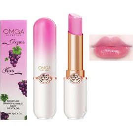 FOMIX Peach Girl Crystal Color Change Lipstick Fruit Flavor Lipstick Peach・Aloe・Orange・Strawberry・Grape・Blueberry・Avocado Moisturizing and long-lasting moisture 3g Jelly Lipstick (G8006G Grape)