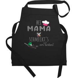 Shirtracer - Apron - Women's 1 - Cooking Apron with Mama schmeckts am Besten I Cooking Apron Gift Mum I Best Mum Cooking Apron I Kitchen Apron Mum I Gift Mum Christmas I Mum Gift, 1 black
