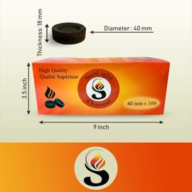Charcoal Tablets for Incense – Quick Light Coal Tablets – Charcoal Disks – 40 mm Coal Rolls – Coal Briquettes – Slow Burn - Instant Lighting [100]