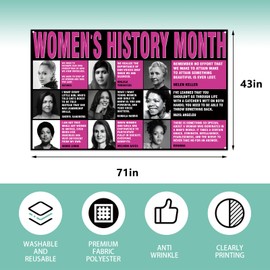 Women’s History Month Backdrop for Photography National Women's Day Banner Womens History Month Decorations and Supplies for Party Home -71×43''