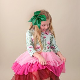 7" Large Glitter Cheer Hair Bows Clip for Girls and woman - Sparkling Green