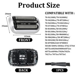 Roinaid 73S Scherkopf für Braun Rasierer Series 7, Ersatzklinge Kompatibel mit Braun Elektrorasierer S7, Ersatzscherkopf Rasierapparat Ersatzköpfe für Braun Series 7, 5764, 7025s, 7071cc.