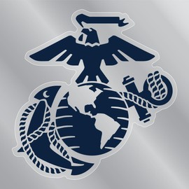 Blue USMC Eagle Globe and Anchor Logo Back Static Cling by Magnet America is 4.9" x 4.75" Made for The Inside of Windows