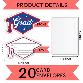 Farewell Graduation Party Invitation Card, Funny Graduation Thank You Card With Envelope For High School Or College Or Phd, Graduation Party Decor Or Supply, 20 Pack Graduation Congratulation Card