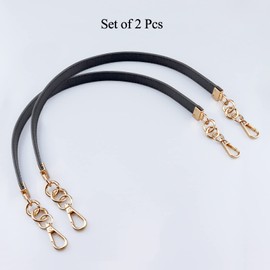 Beaulegan Leather Handbag Handles - Short Strap Replacement for Shoulder Bags 2 PCS, 60 cm Long (Khaki/Gold)