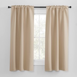 NICETOWN Kitchen Window Blackout Curtains - Back Tab/Rod Pocket Design Thermal Insulated Blackout Drapes (42 by 45 Inches, Biscotti Beige, 2 Pcs)