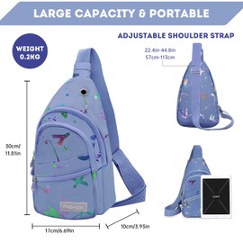 Long Keeper Sling Chest Bag - Crossbody Sling bag for Women Men Waterproof Shoulder Bag Daypack Small Backpack for Travel Hiking Running Sports (Blue Colored Letters)
