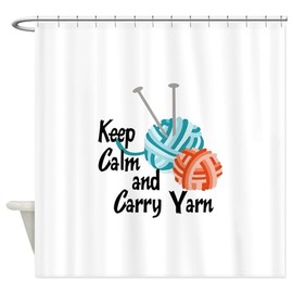 CafePress Keep Calm and Carry Yarn Decorative Fabric Shower Curtain