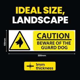 RDLCAR Beware of the Dog Signs 1mm Rigid PVC Pack of 5 Durable Outdoor Security Warning Stickers Landscape Compact Size 100mm x 300mm