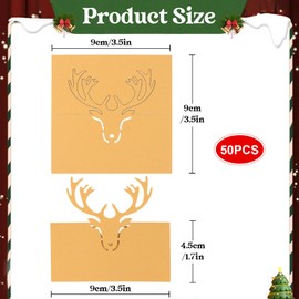 Place Cards for Table, 50pcs Christmas Place Cards, Name Place Cards for Dinner, Christmas Place Card Holders, Place Name Cards Deer Christmas Dinner Table Decorations Wedding Card for Party Favor