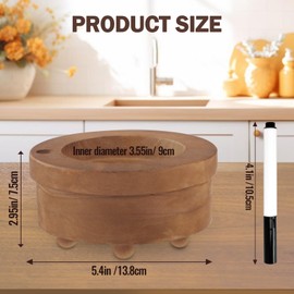 Wooden Cup Holder Holder with Integrated Marker Slot, Disposable Cup Dispenser with 2 Marker Pens, Mark Your Cup and Drink Up, Ideal for Use in Party Areas, Kitchens, and Picnics