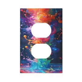 LOLREAI Decorative Outlet Covers Abstract Colorful Watercolor 1 Gang Wall Plate Cover Receptacle Duplex Light Switch Cover Plate Single Dual Plug Covers Electrical Switchplate Faceplate