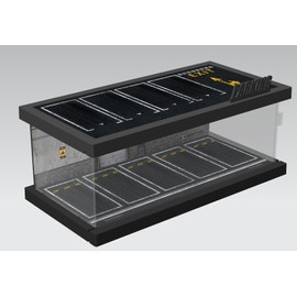 Hot Cars Wheels Display Case - 1/64 Scale Die-cast Model Car Display Case with LED Light and Acrylic Cover, Hot Diecast Wheels Parking Garage Dioramas with 9 Parking Spaces (Warehouse)