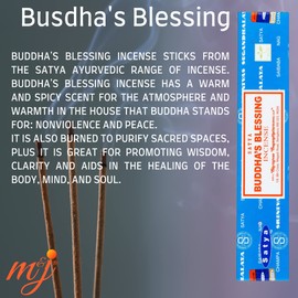Original Satya Nag Champa Budha's Blessing Incense Sticks | with M&J incense sticks holder | Full Box | for Aromatherapy, Spa, Yoga, Weddings, Meditation, Healing, Positivity and Relaxation