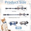 2Pcs Cat Collar Breakaway Bowtie with Bells, Blue and White