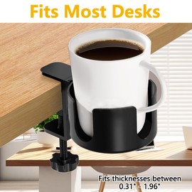 2 Pcs Universal Cup Holder for Desk Table, Adjustable and Mobile, Clip Cup Holder for Bottle, Coffee Cup, Water Cup, 9.5 cm Diameter, Maximum Load Capacity 5 kg/11 lb
