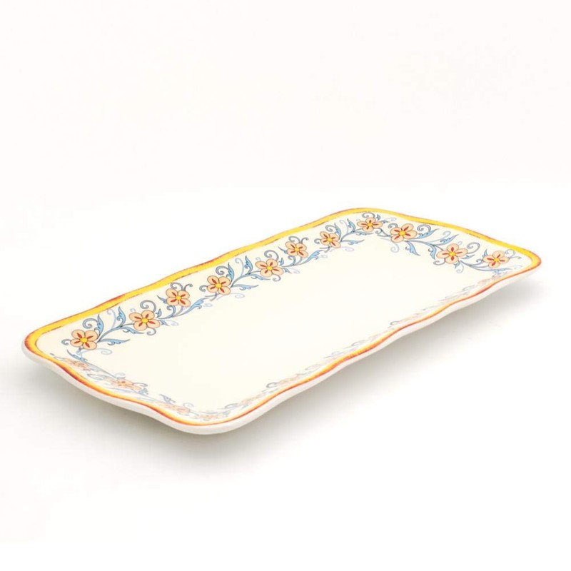 Euro Ceramica Duomo Collection Italian-Inspired 16.8" Rectuangular Ceramic Serving Tray