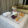 ATOZONE Extra Large Clear Modern Acrylic Ottoman Tray with Cutout