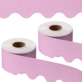 PATIKIL Glitter Bulletin Board Border, 2 Roll 65.6 Feet Poster Chalkboard Cork Decoration Trim Scalloped Borders Wall Decor for Classroom Office Locker, Pink