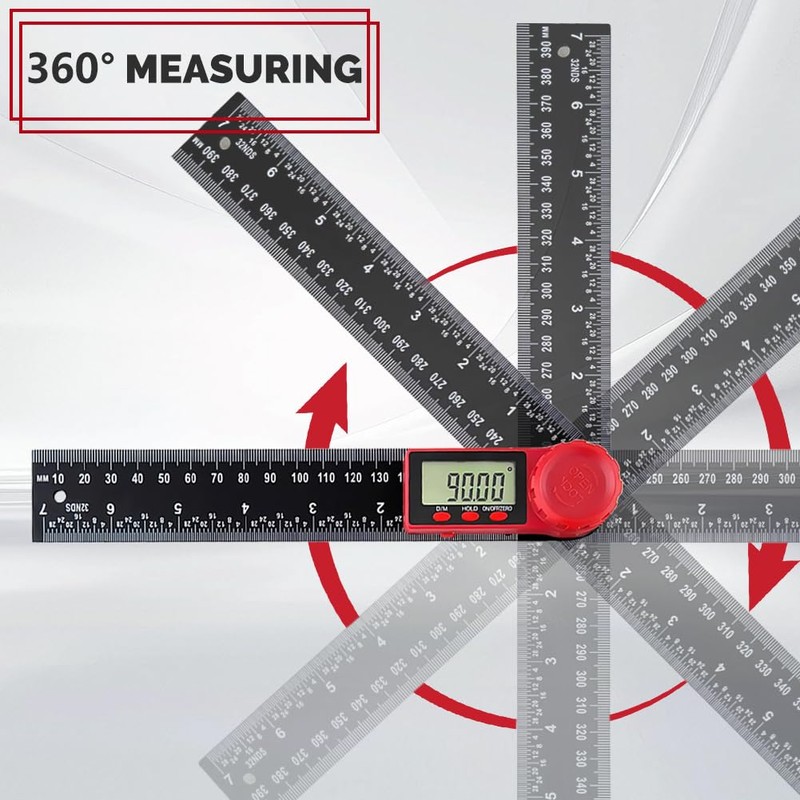 flintronic Digital Protractor, 2-in-1 Digital Protractor with LCD Display, 360°