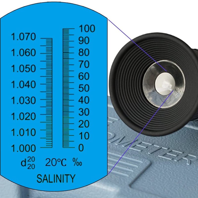 Refractómetro de salinidad, 0-100% refractómetro de salinidad de mano, escala