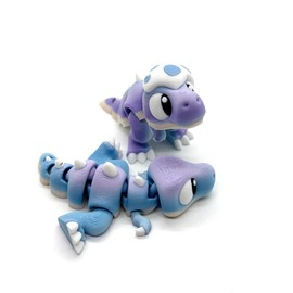 3D Printed Eggshell Dragon，Happy Little Dinosaurs，Dinosaurs Cute Perfect Desk Pet for Animal Collectors，3D Printed Dragon Fidget Home Office Decor（Blue）