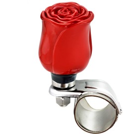 Arenbel Car Suicide Knob Rose Shape Steering Wheel Turning Control Spinner Assist Grip Handle Fit Most Vehicles Trucks Boats, Red