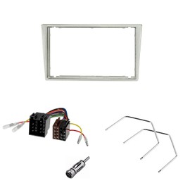 Audioproject A386.1-10 Car Radio Fascia Set 2 DIN for Opel Corsa C Combo Omega Astra Vectra Meriva Agila Radio Adapter Antenna Adapter Release Light Silver