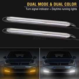 XUKEY 2X Car Daytime Light Strip Headlight Bumper Fog Light Bar 9.25" LED White DRL
