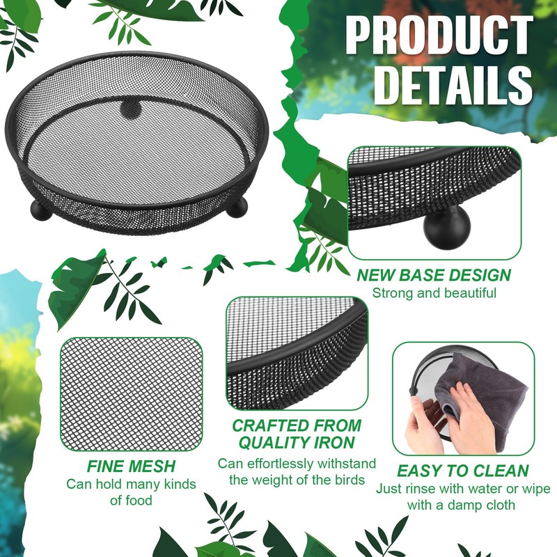 Nuogo 4 Pcs Ground Bird Feeder Tray 7 Inches Platform