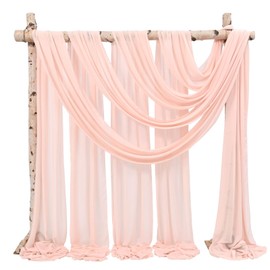 Wedding Arch Draping Fabric,2 Panels 28" x20ft Blush Pink Wedding Arch Drapes for Ceremony Chiffon Fabric Drapes Arbor Drapery Wedding Arch Decorations for Reception Sheer Backdrop Curtains for Party