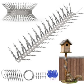 Deecam Bird Spikes, 120in Stainless Steel Outdoor Squirrel Proof Baffle for Bird Feeder Poles to Keep Raccoons Snakes Woodpeckers Away from Climbing Garden Fences Balconies Walls Roofs