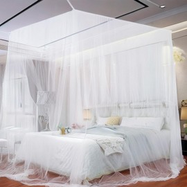 Uoimky Mosquito Net Bed, 220 x 210 x 200 cm, Large Mosquito Net, Bed Fly Net, Mosquito Net, Outdoor for Double Bed/Single Bed, Suitable for Travel, Home, Camping, Garden, White