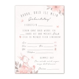 double critical Lemmami Papeterie Invitation Cards Children's Birthday Girl DIN A6 Invitation Birthday Pink Ballet Rabbit Ballerina Birthday Invitation Birthday Party