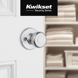 Kwikset Tylo Dummy Door Knob, Single Sided Handle for Closets, French Double Doors, and Pantry, Satin Chrome Non-Turning Interior Push/Pull Door Knob