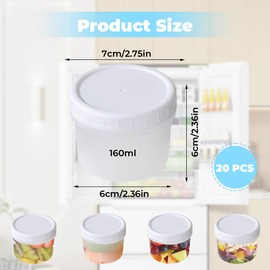 zorvixal Pack of 20 Small Freezer Containers, 7 x 6 x 6 cm Deli Containers, Plastic Containers with Lid, Reusable, Cooled Storage, Portable, Household, Living, Kitchen, Cooking, Baking