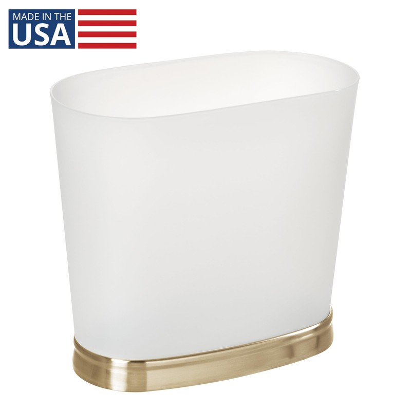 iDesign Slim Bathroom Trash Can, Small Plastic Garbage Can for